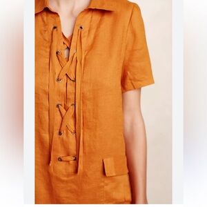 ANTHRO MAEVE | lace up linen dress